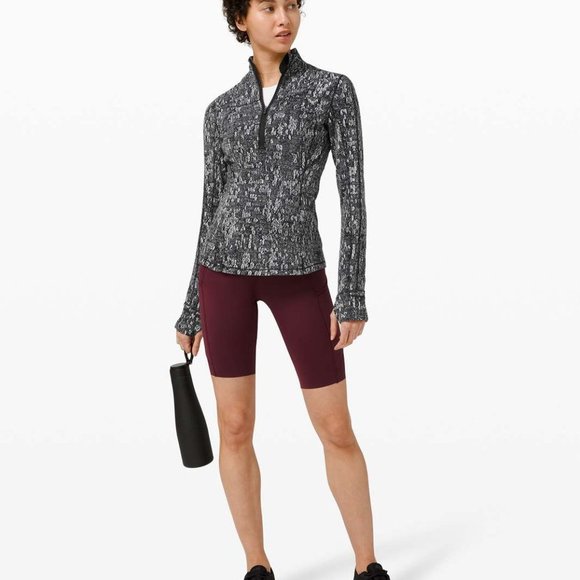 Lululemon Run Briskly 1/2 Zip Eventide Jacquard Black Alpine White Size 4 - Picture 2 of 15